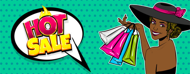 黑人妇女帽子流行艺术季销售包图片下载