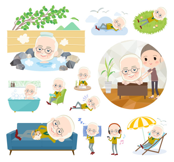 黄色赭色编织老人白色放松图片下载