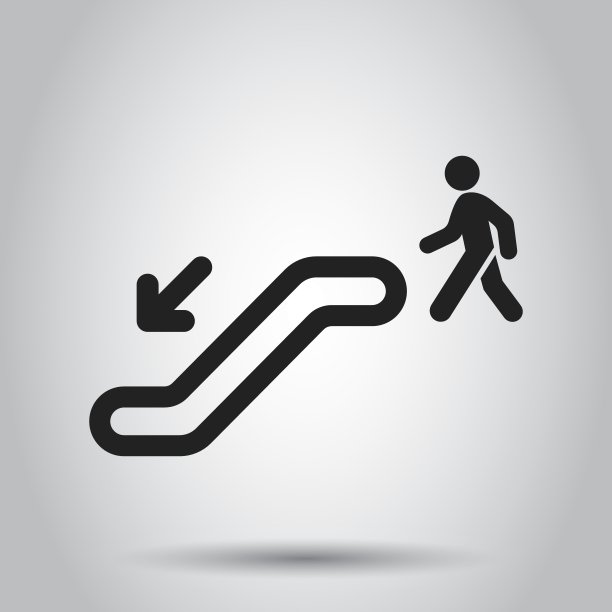 自动扶梯电梯图标。矢量插图。电梯经营理念象形图。图片下载