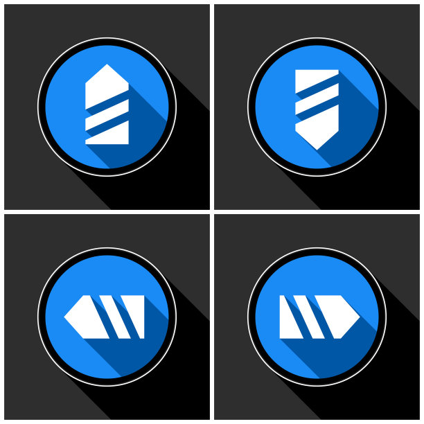 四个白色，蓝色的箭头，黑色的阴影图片下载