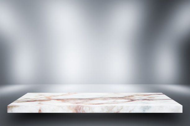 空的顶部大理石货架和灰色梯度房间背景/产品显示蒙太奇产品显示图片下载