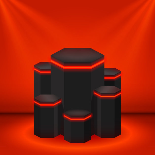 带霓虹灯线条的黑色舞台图片下载