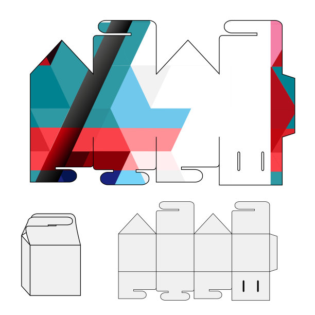 矢量模板的纸包装，封面，袋与现代几何设计。三角背景的纸袋、手提袋。图片下载