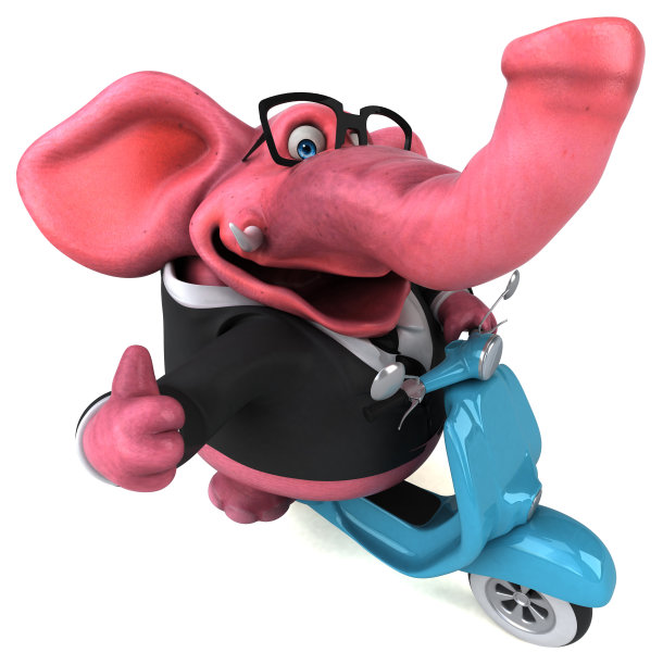 有趣的大象- 3D插图图片下载