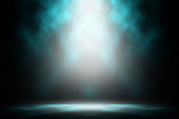 蓝烟表演舞台上的夜晚暗演播室娱乐背景。图片下载