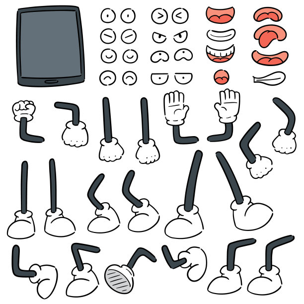 智能手机，卡通手臂，腿，嘴和眼睛图片下载