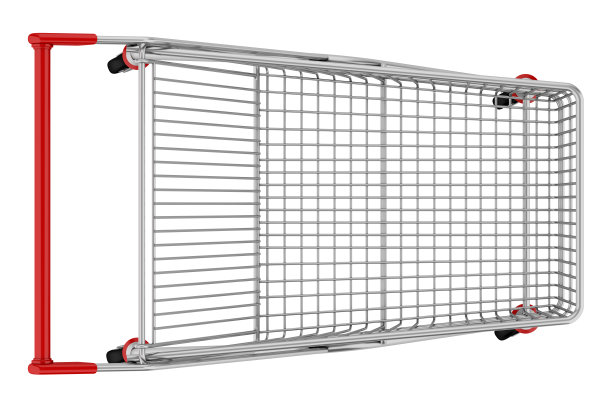 顶视图的空购物车孤立的白色背景。三维演示图片下载