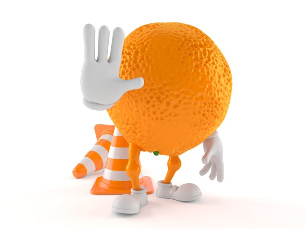 橙色字符与停止手势图片下载