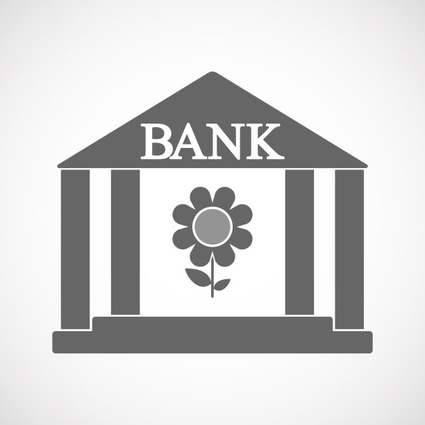 孤立的银行图标与一朵花图片下载