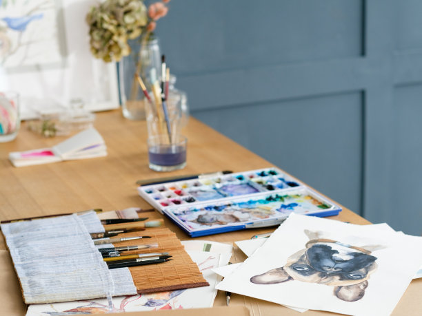 艺术颜料、水彩、色块、染料、墨水混合创意图片下载