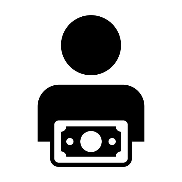 金融图标向量男性用户个人资料头像与金钱符号在平色字形象形文字图片下载