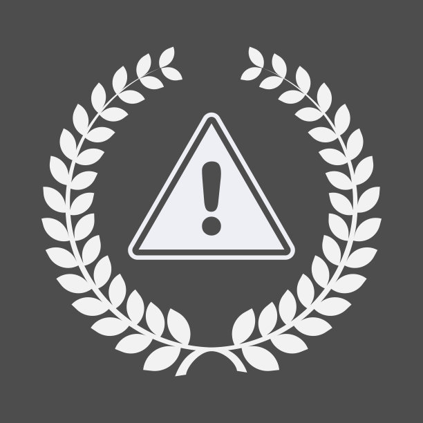 孤立的月桂花环与警告信号图片下载