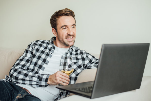 快乐的人在家里用笔记本电脑图片下载