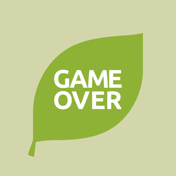 绿色的叶子图标与文字游戏结束图片下载