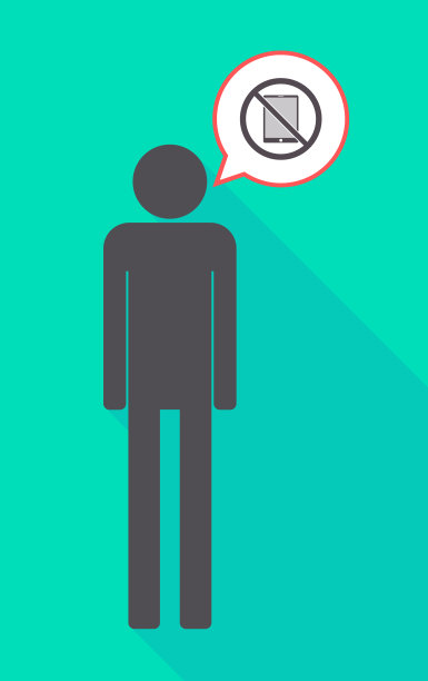 长影男象形图与平板电脑在一个不允许的信号图片下载