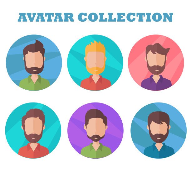 人阿凡达集合。侧面图片在扁平风格图片下载