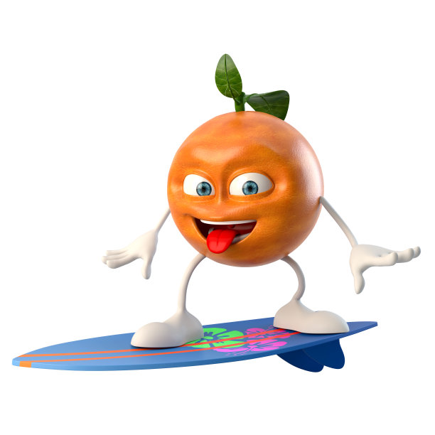 冲浪有趣的3d水果角色图片下载