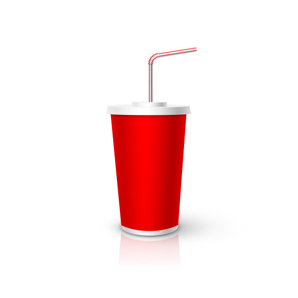 红色塑料杯与管模型。矢量写实设计元素。图片下载