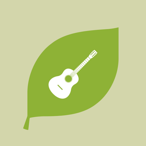 绿叶图标与六弦吉他图片下载