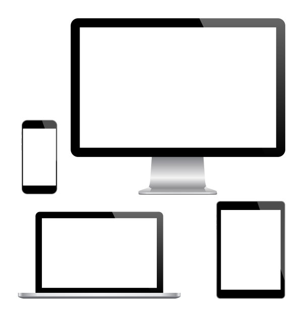 现实电脑，笔记本电脑，平板电脑和智能手机与空白屏幕图片下载