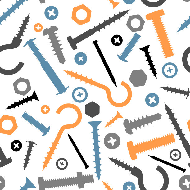 无缝模式与螺栓、螺母、钉子图片下载