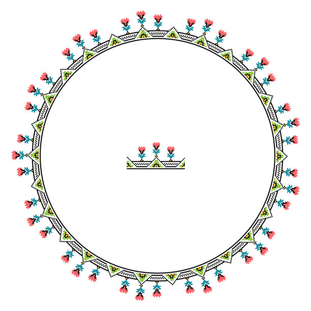 绣品不错，喜欢乌克兰族手工挑花图案。民族风格的圆形装饰图片下载