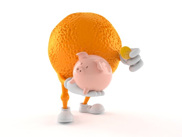 橙色人物抱着存钱罐图片下载