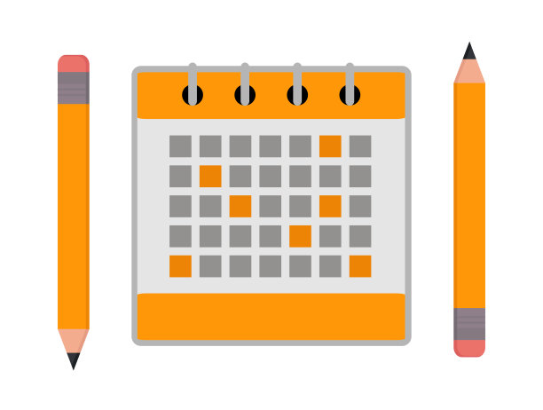 商业概念-矢量设计的日历和铅笔图片下载