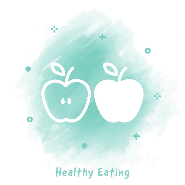 健康饮食涂鸦水彩背景图片下载