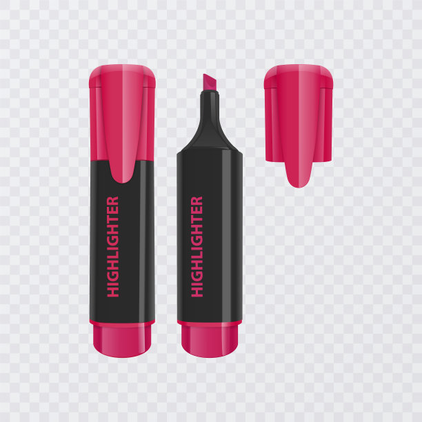 明亮和彩色的高光的集合，现实的标记在透明的背景，矢量插图图片下载