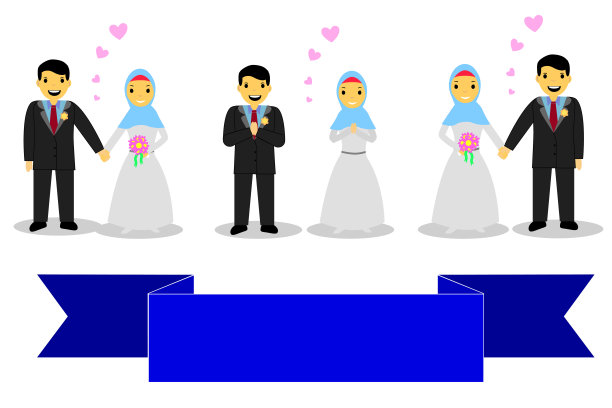 一套可爱的国际新人配蓝丝带图片下载