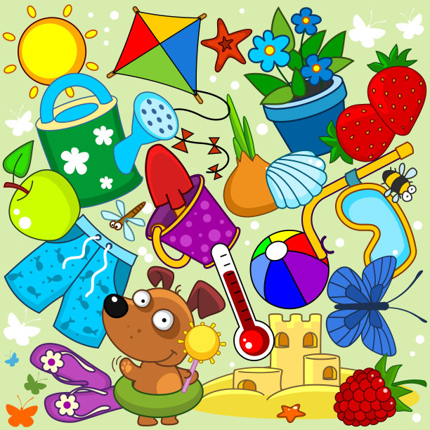 夏季儿童插图。图片下载