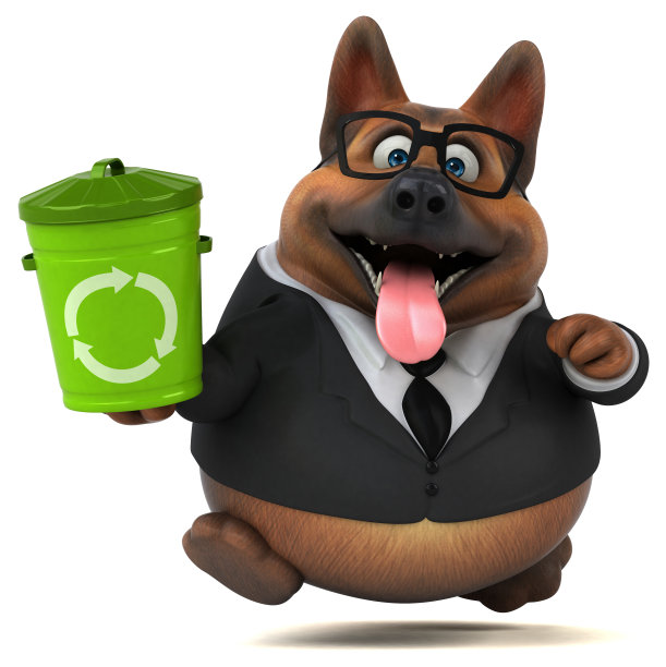 有趣的德国牧羊犬- 3D插图图片下载