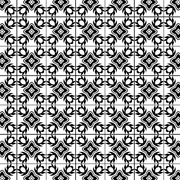 黑白装饰图案墙纸，纺织品设计和印刷图片下载