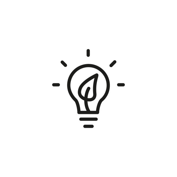 灯泡线条图标内的叶子图片下载