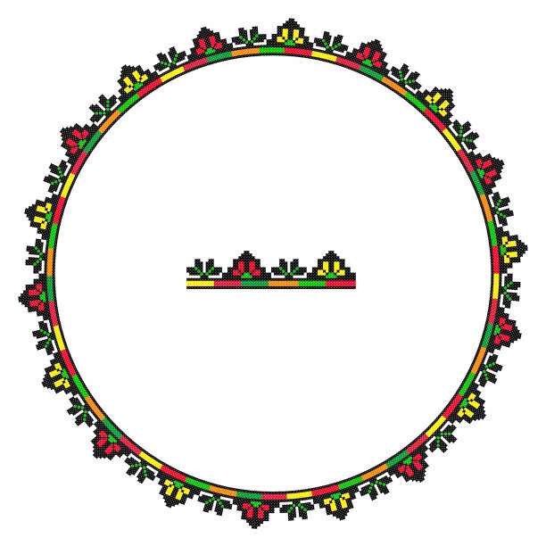 绣品不错，喜欢乌克兰族手工挑花图案。民族风格的圆形装饰图片下载