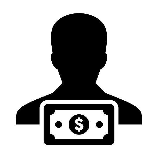 投资图标向量男性用户个人资料头像与美元符号货币货币符号为银行和金融业务在平色字形象形文字图片下载