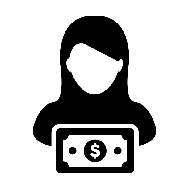 支付图标向量女性用户头像头像与美元符号货币货币符号为银行和金融业务在平色字形象形文字图片下载