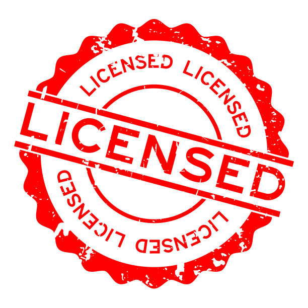 白色背景上的红色许可词圆形橡胶印章图片下载