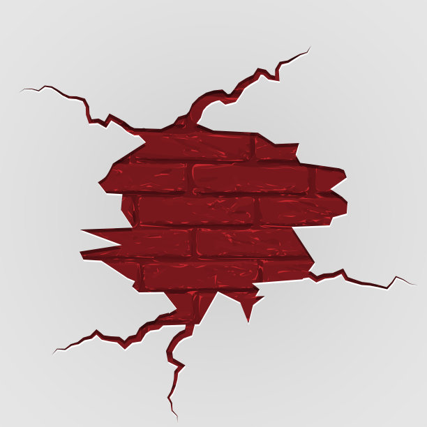 垃圾破坏砖墙。矢量插图。图片下载