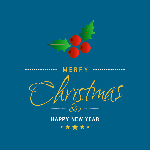 深蓝色背景圣诞樱桃圣诞卡。图片下载
