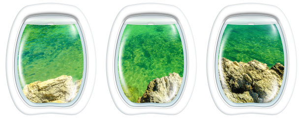 海岸悬崖上的舷窗框架图片下载