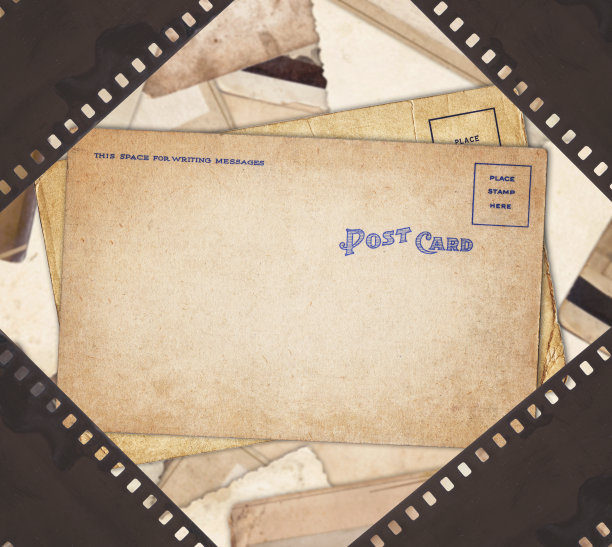 复古的背景与复古的明信片和老胶片带图片下载