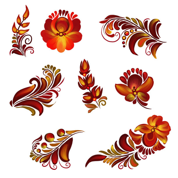 民俗画的集合元素图片下载