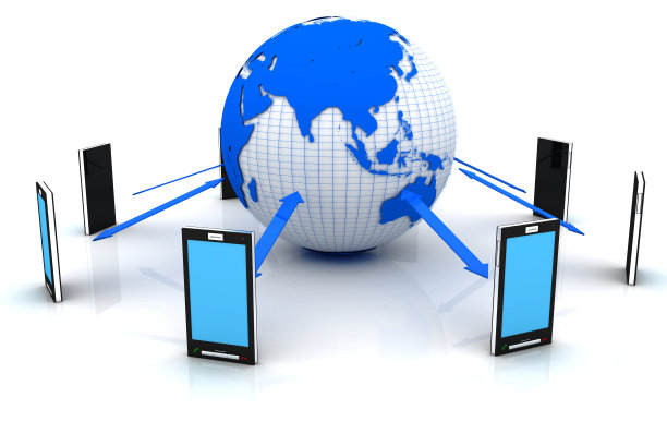 智能手机与地球相连图片下载