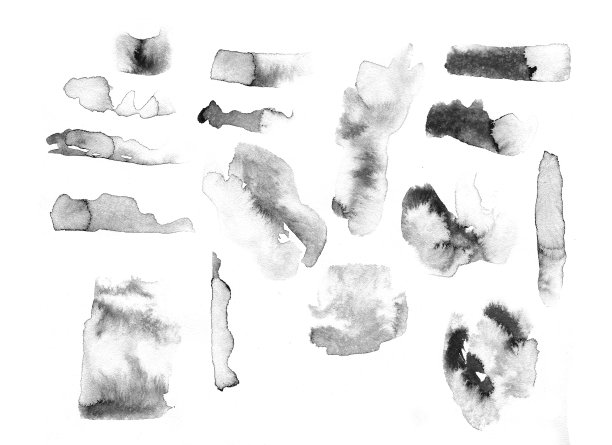 收集不同形状的水彩污渍。图片下载