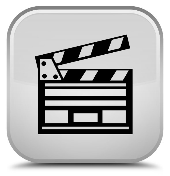 电影胶片图标白色方形按钮图片下载