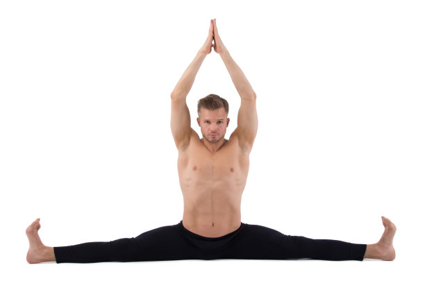 伸展运动。瑜伽和有魅力的男人。图片下载