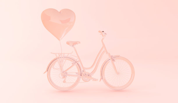3 d粉红色的自行车。图片下载