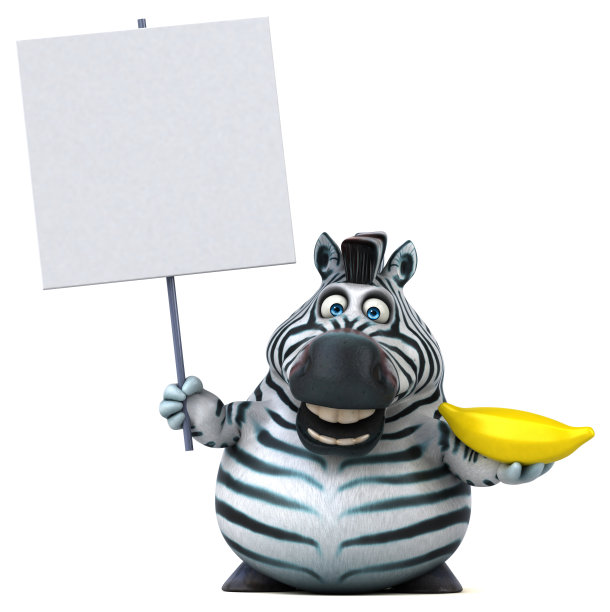 有趣的斑马- 3D插图图片下载